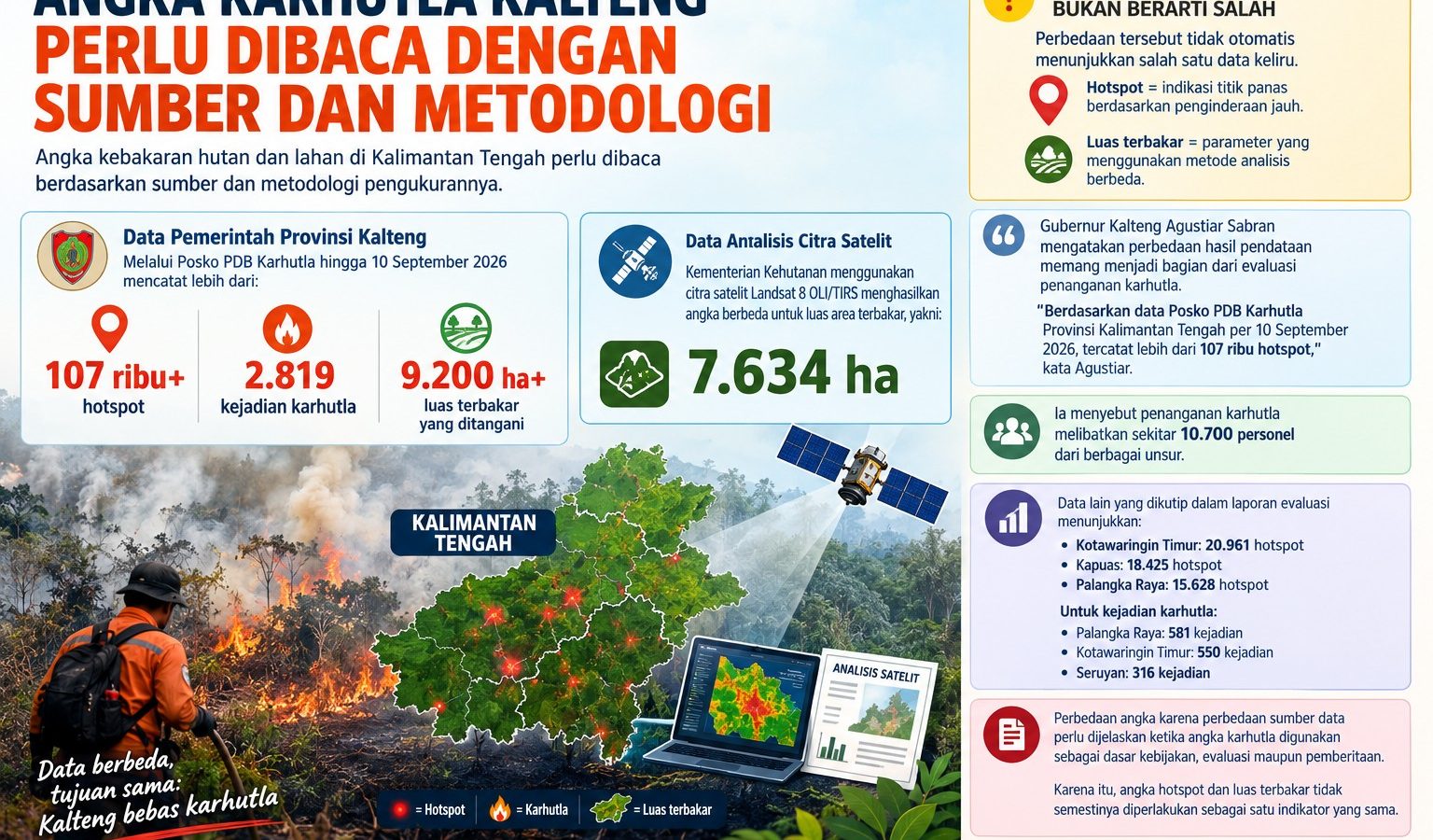 Peta dan pemantauan titik panas karhutla Kalimantan Tengah dari sistem pemantauan kebakaran.