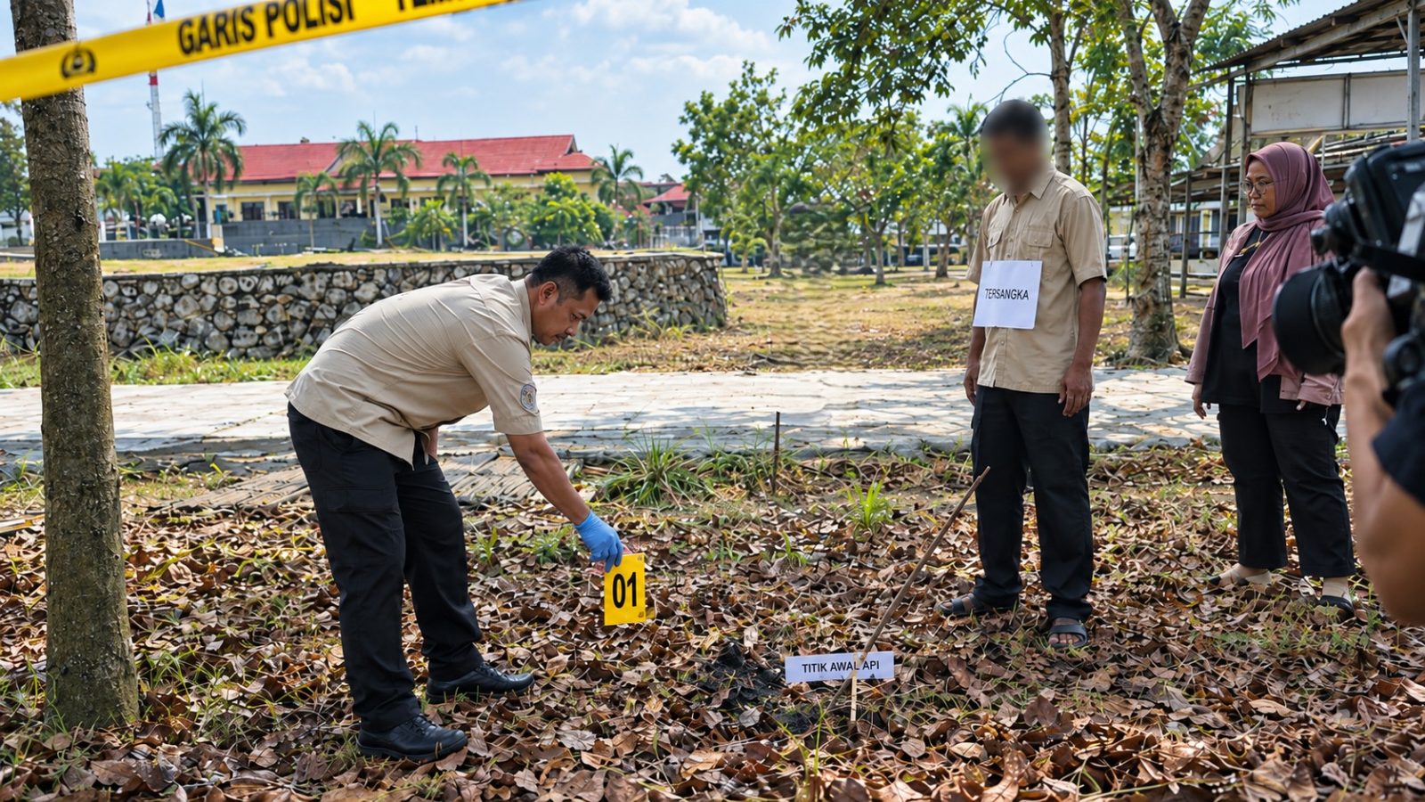 Jajaran Satreskrim Polres Lamandau melakukan rekonstruksi perkara dugaan pembakaran lahan.