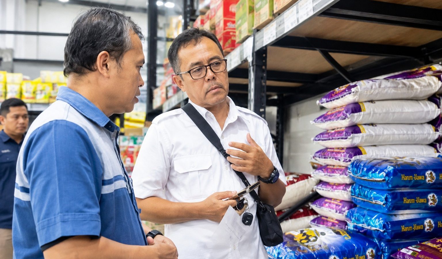 Petugas memeriksa peredaran beras fortifikasi di sejumlah ritel modern di Sampit.