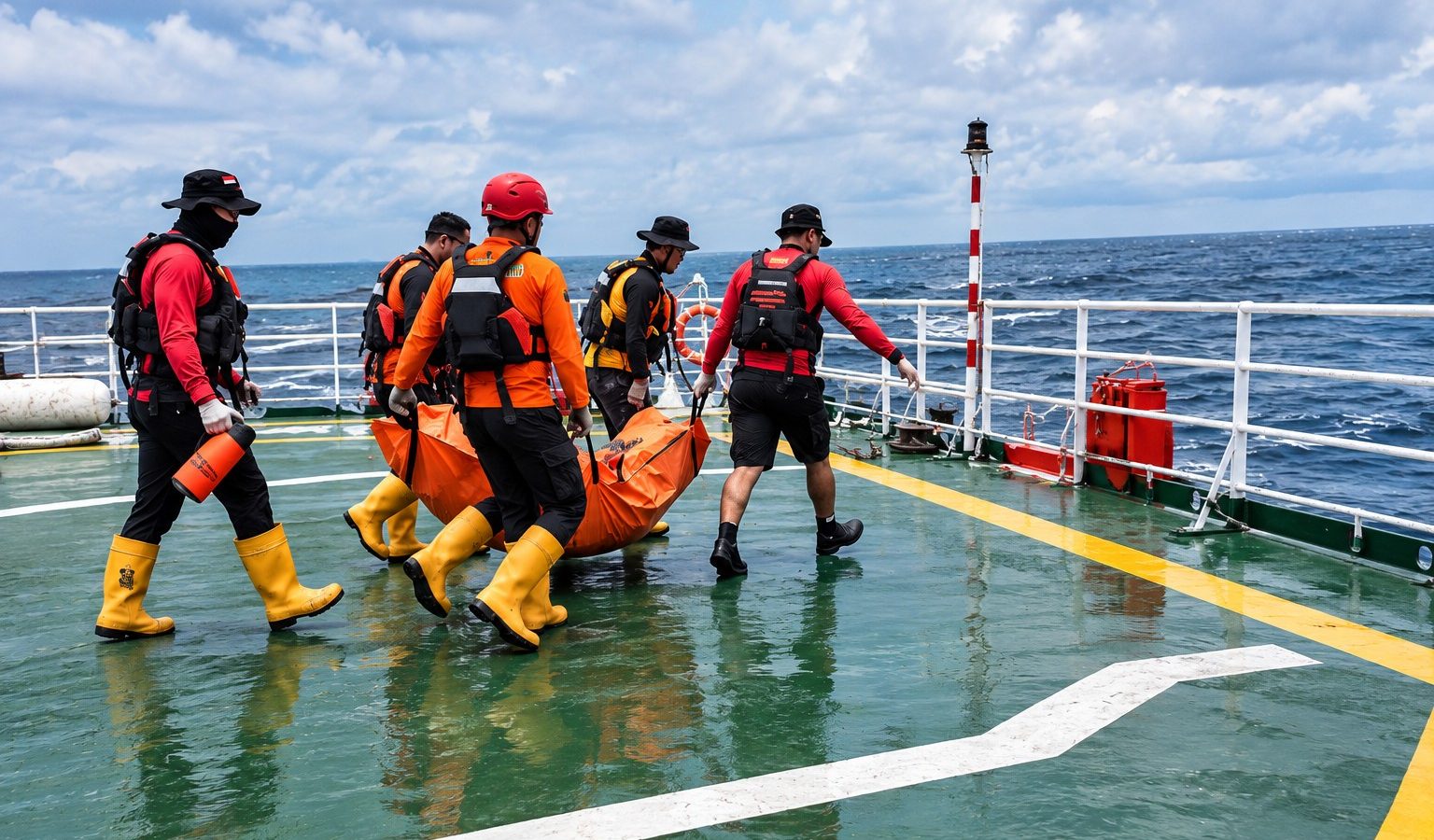 Tim SAR gabungan mengevakuasi korban KM Virgo Transport 8 dalam operasi pencarian di wilayah Laut Jawa dan pesisir Kalimantan Tengah.