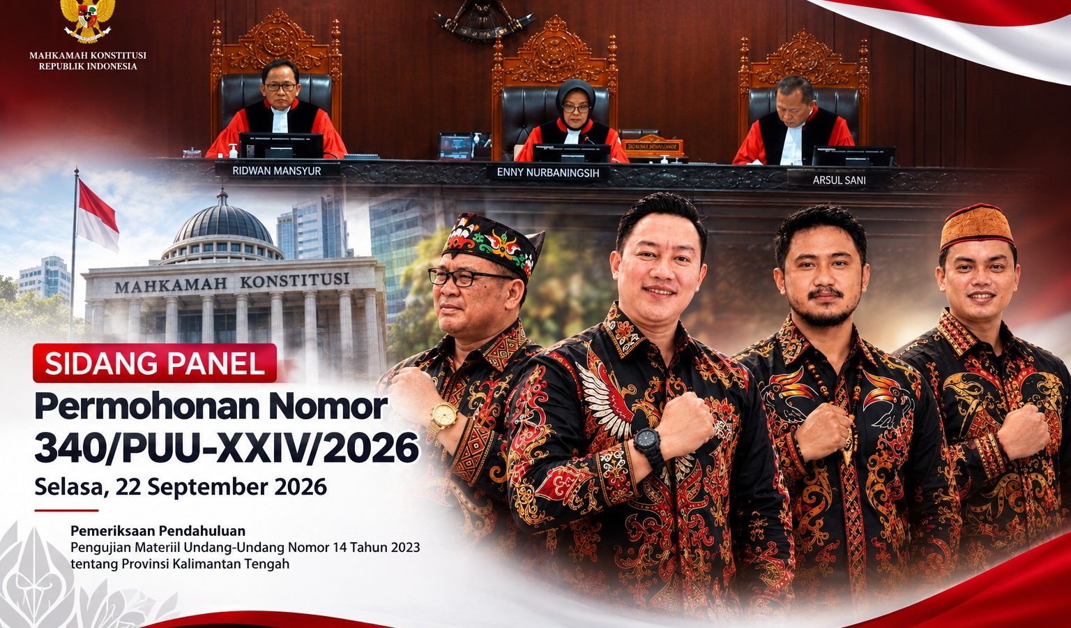 Sidang pemeriksaan pendahuluan Perkara Nomor 340/PUU-XXIV/2026 di Mahkamah Konstitusi, Selasa, 22 September 2026.