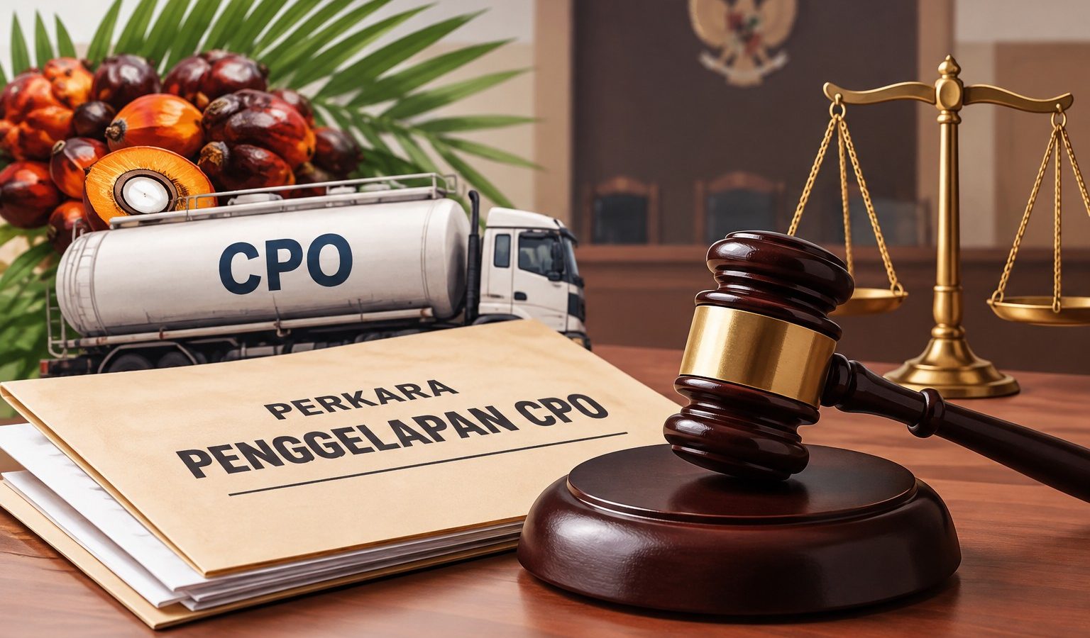 Ilustrasi/Perkara dugaan penggelapan 9,47 ton CPO di PN Sampit. Gambar dibuat dengan AI, bukan dokumentasi kejadian sebenarnya.