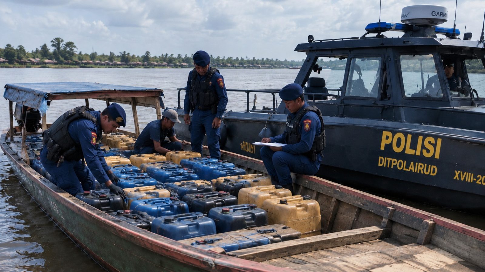 Ditpolairud Bongkar Jalur Pasokan Pertalite Bersubsidi di Kapuas, 1.046 Liter Disita