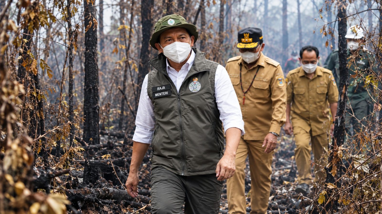 Menteri Kehutanan Raja Juli Antoni mengawal penanganan kebakaran hutan dan lahan di Taman Nasional Sebangau, Kalimantan Tengah, Selasa (13/10/2026).