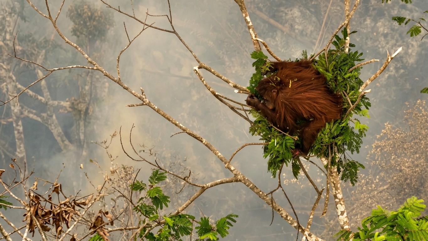 Novita, orangutan betina berusia 4 tahun, dievakuasi dari kabut asap dan karhutla Kalteng. Ia menjadi orangutan ke-19 yang diselamatkan, dan evakuasi satwa lain masih terus berlangsung.
