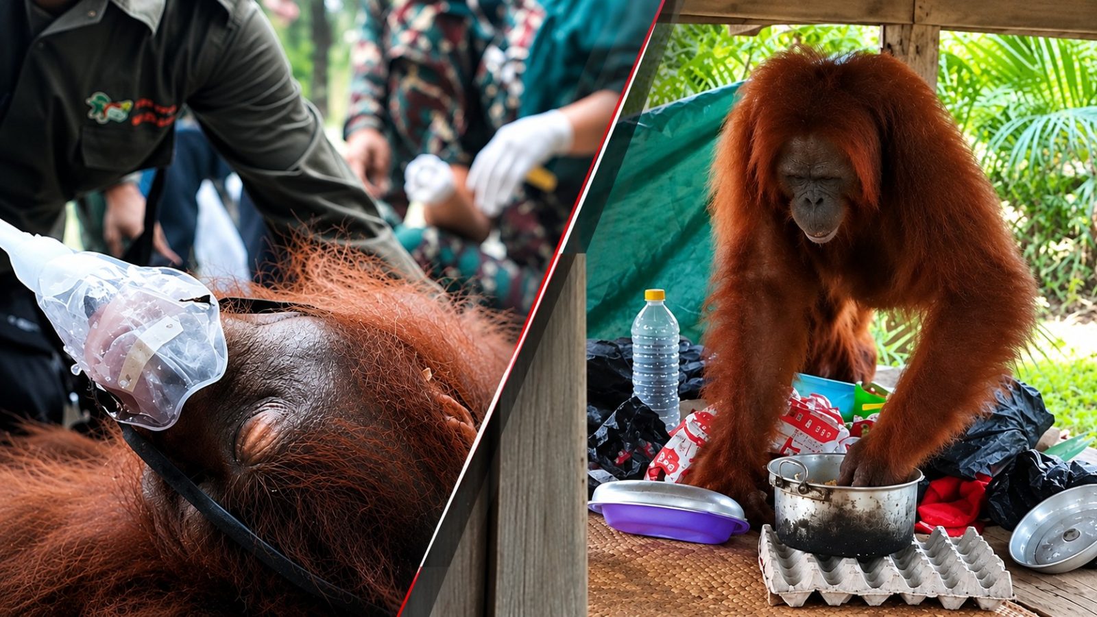 Orangutan “Curi” Bekal Warga, Pace Terluka Dievakuasi dari Habitat Terbakar