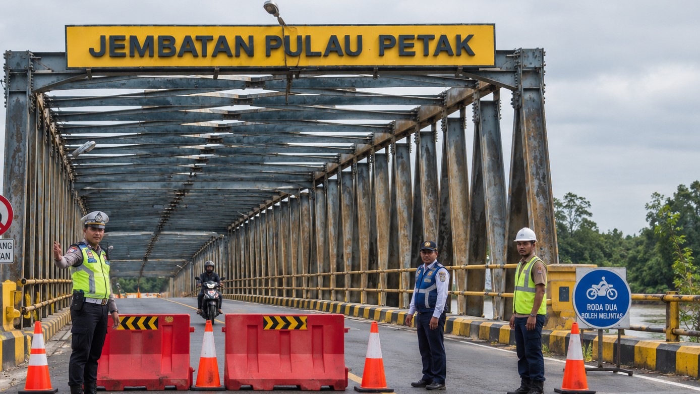 Jembatan Pulau Petak Ditutup, Mobil Tak Boleh Melintas