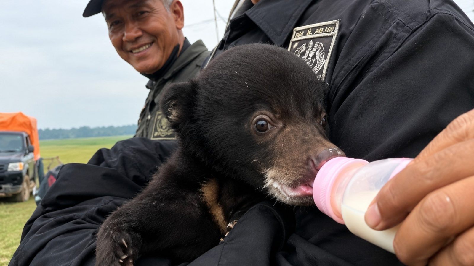 Seekor bayi beruang madu dievakuasi dari wilayah yang terancam kebakaran hutan dan lahan di Desa Lampasan, Kabupaten Seruyan, Kalimantan Tengah.